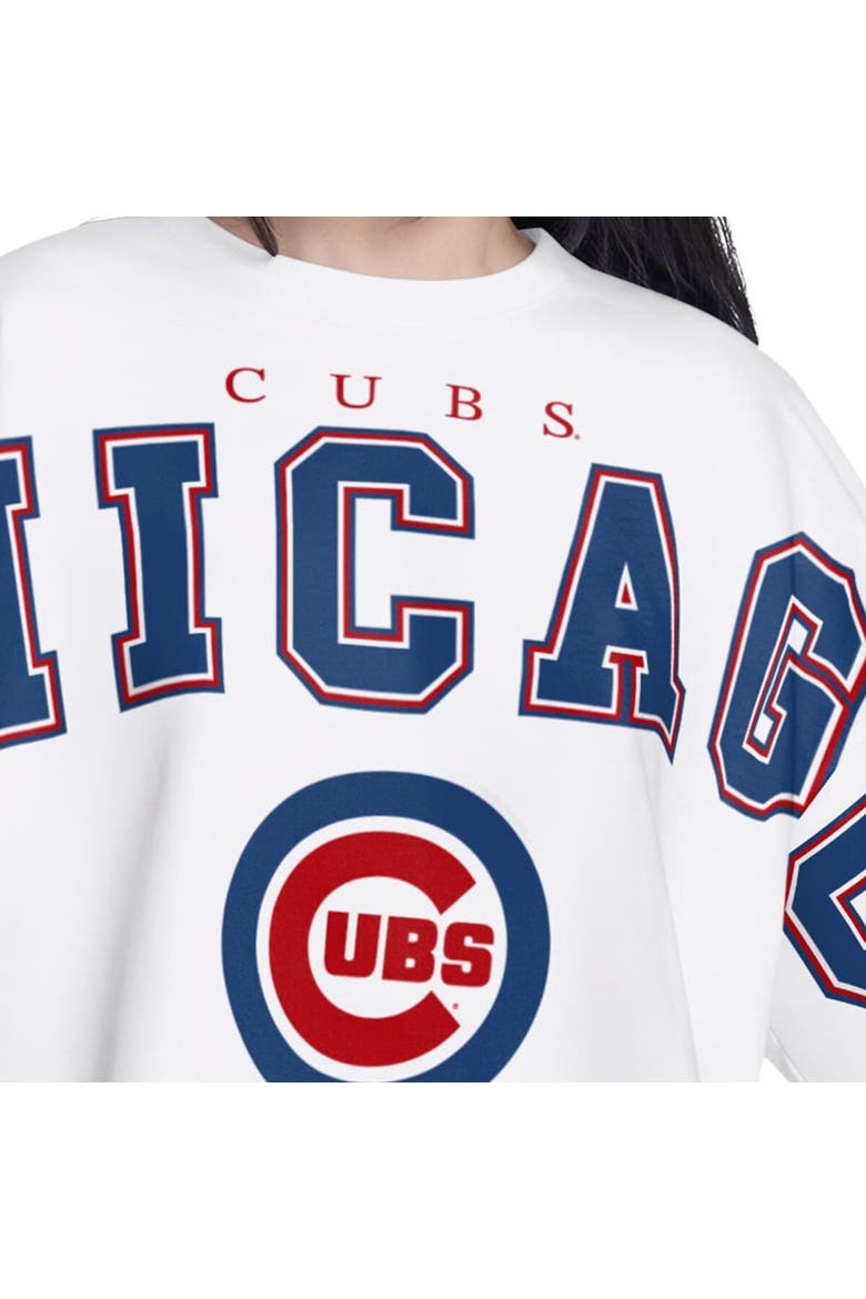 Women's G-III 4Her by Carl Banks White Chicago Cubs Bleachers Cropped Pullover Sweatshirt, Alternate, color, White