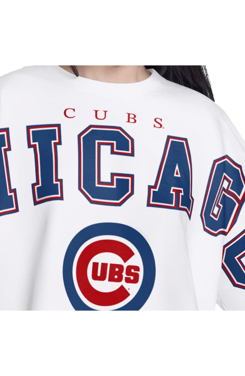 G-III 4HER BY CARL BANKS Women's G-III 4Her by Carl Banks White Chicago Cubs Bleachers Cropped Pullover Sweatshirt, Alternate, color, White