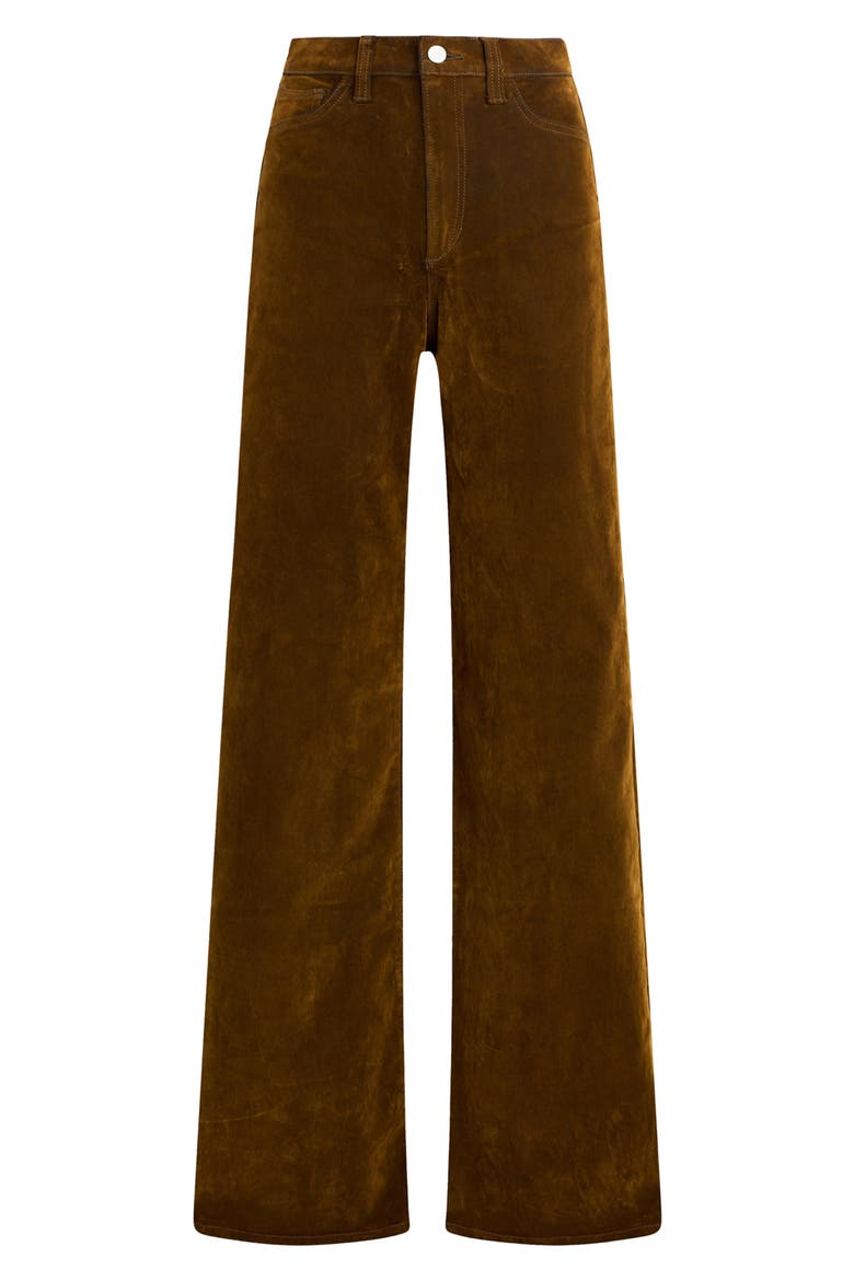 The Mia High Waist Wide Leg Flocked Pants, Alternate, color, BRONZE BROWN
