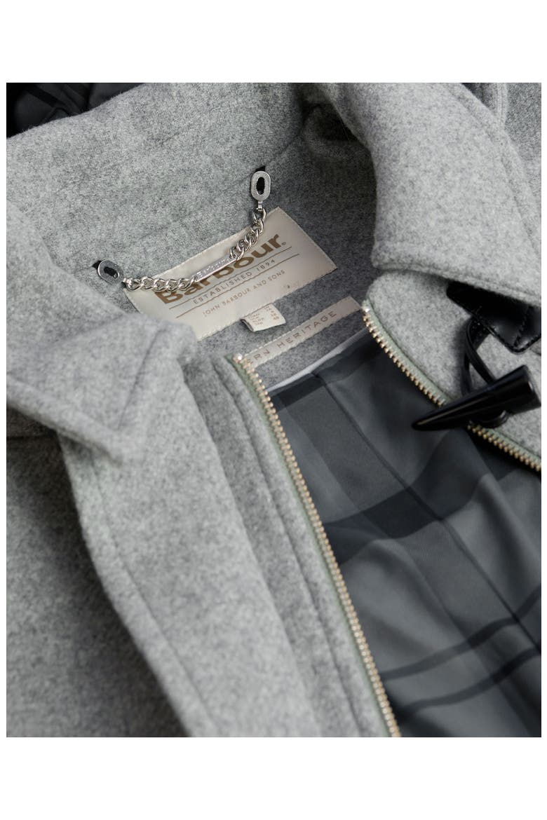 Melody Wool Blend Duffle Coat, Alternate, color, LIGHT GREY MARL/ ONYX TARTAN