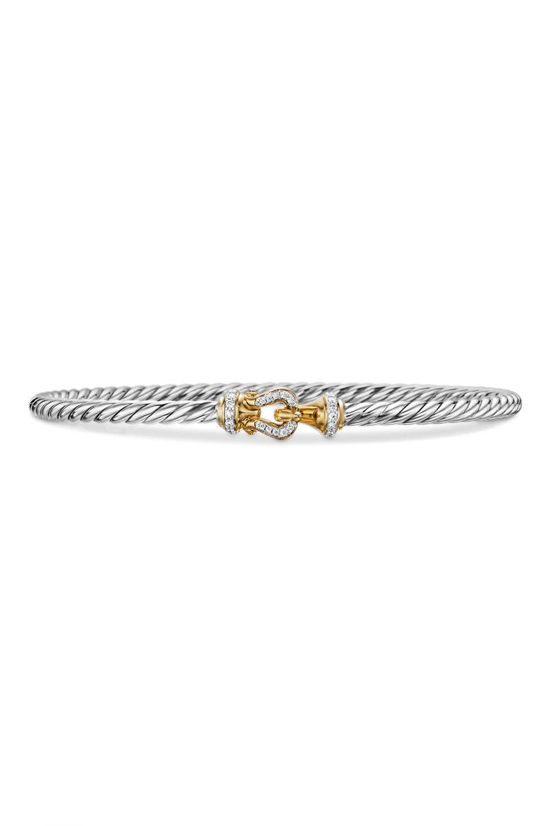 /Buckle Classic Cable Bracelet in Sterling Silver with 18K Yellow Gold and Diamonds, Main, color, YELLOW GOLD/ SILVER/ DIAMOND