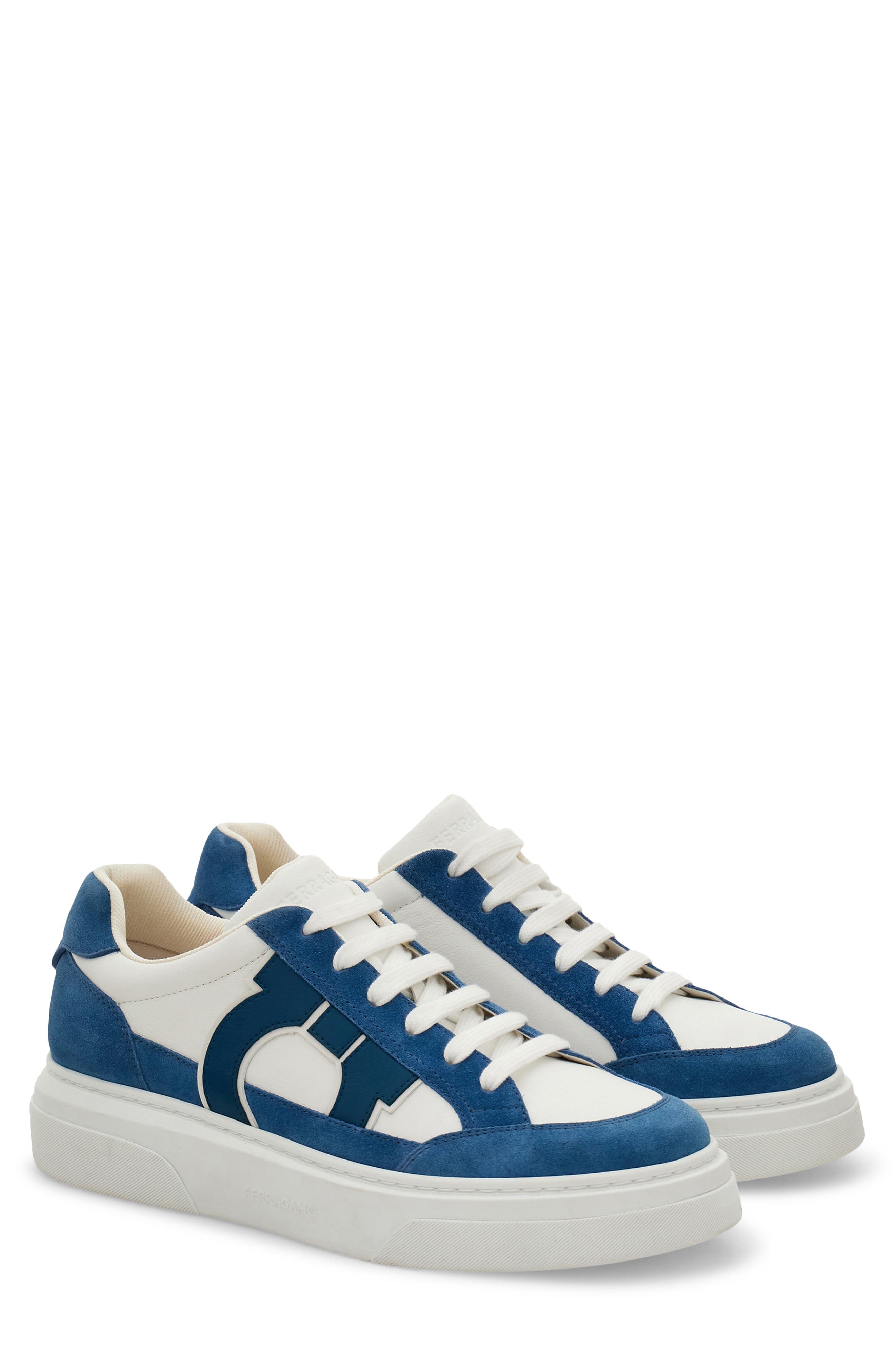 FERRAGAMO Cassina Gancio Low Top Sneaker, Main, color, Bianco Ottico Filicudi