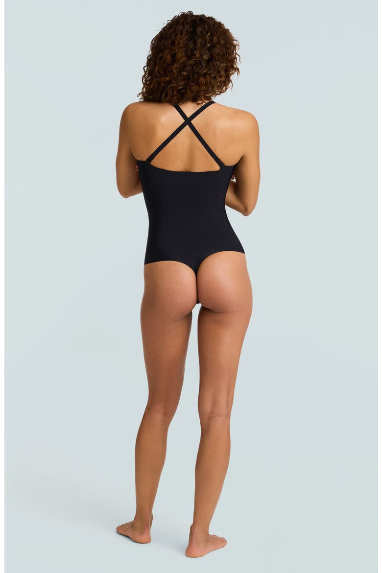 Zone Smoothing Open Bust Bodysuit, Alternate, color, BLACK