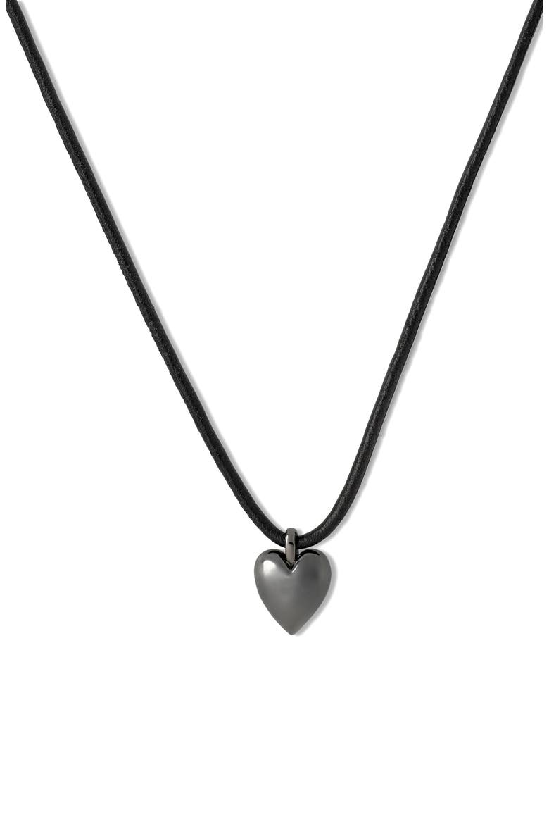 Puffy Heart Cord Choker Necklace, Main, color, HEMATITE