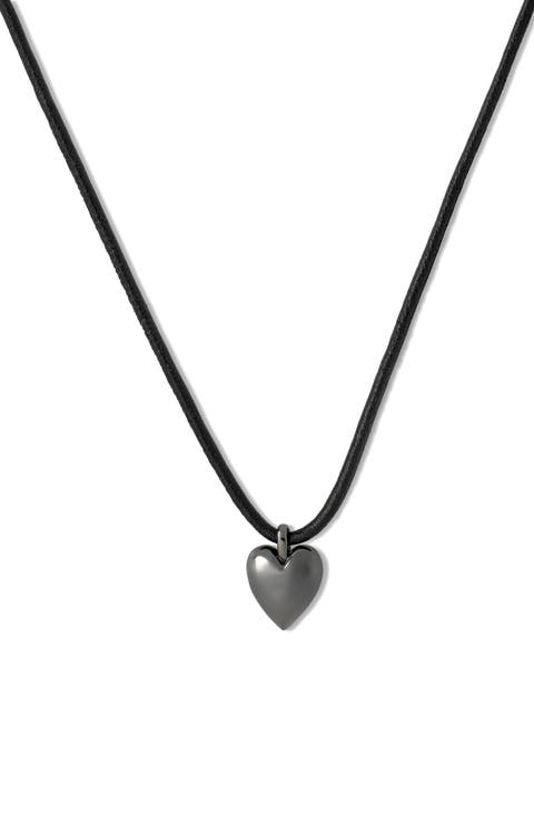 Puffy Heart Cord Choker Necklace