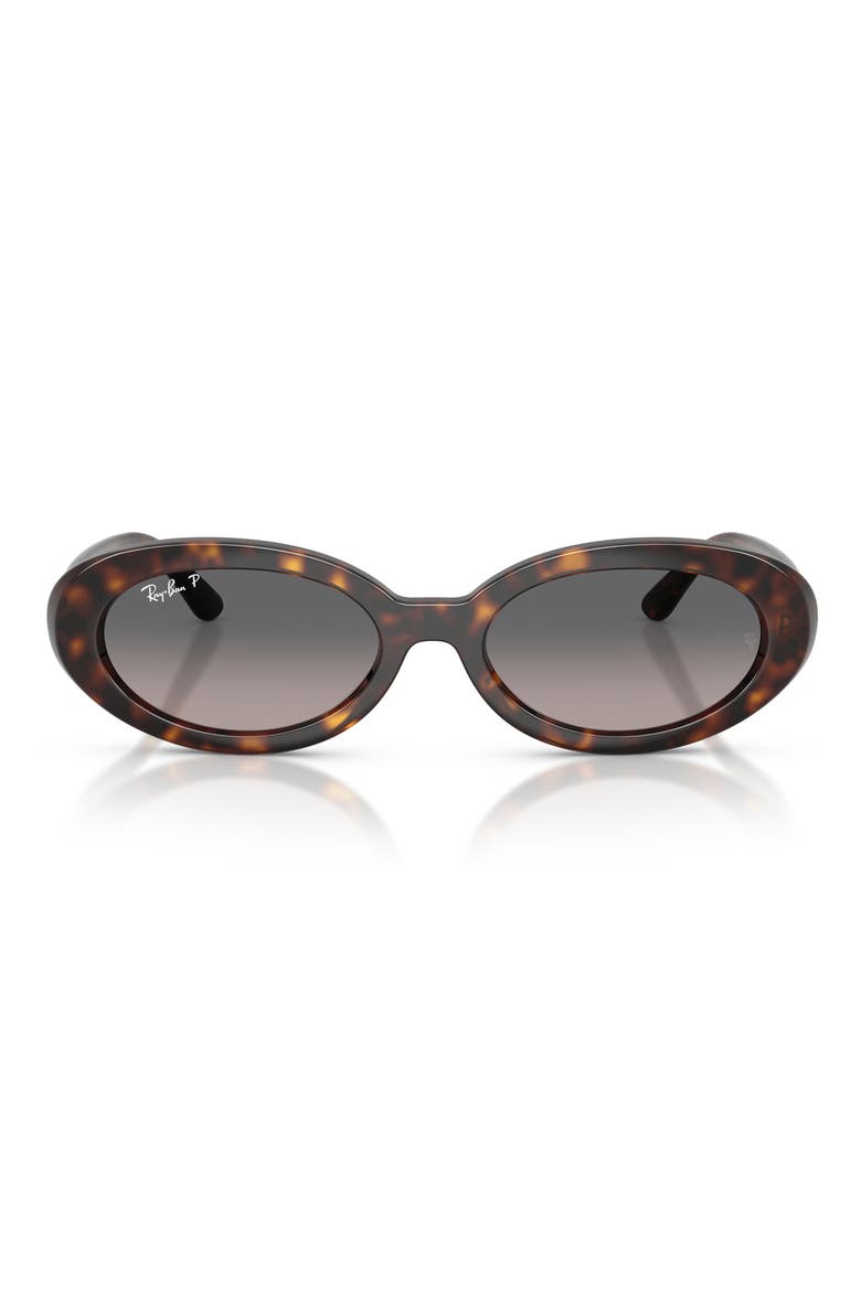 54mm Gradient Polarized Oval Sunglasses, Main, color, HAVANA / GREY GRADIENT POLAR
