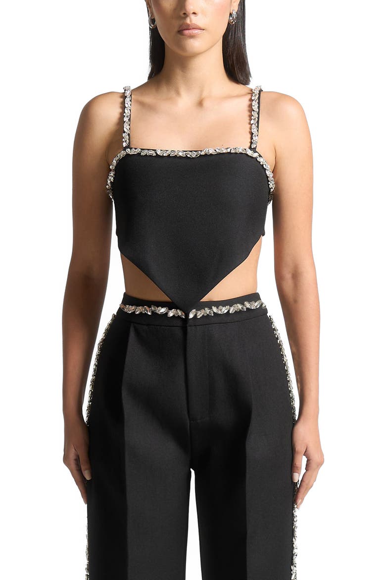 Eloise Embellished Strap Handkerchief Top, Main, color, Black