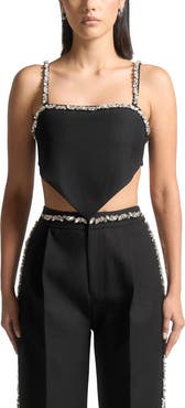 Manière De Voir Eloise Embellished Strap Handkerchief Top