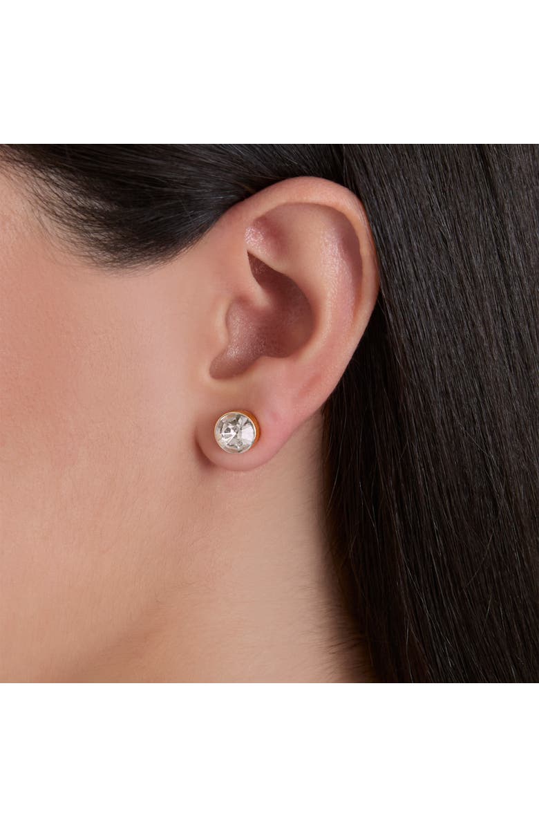 Jessica Simpson Rhinestone Hoop & Stud Earring Set of 3, Alternate, color, Gold