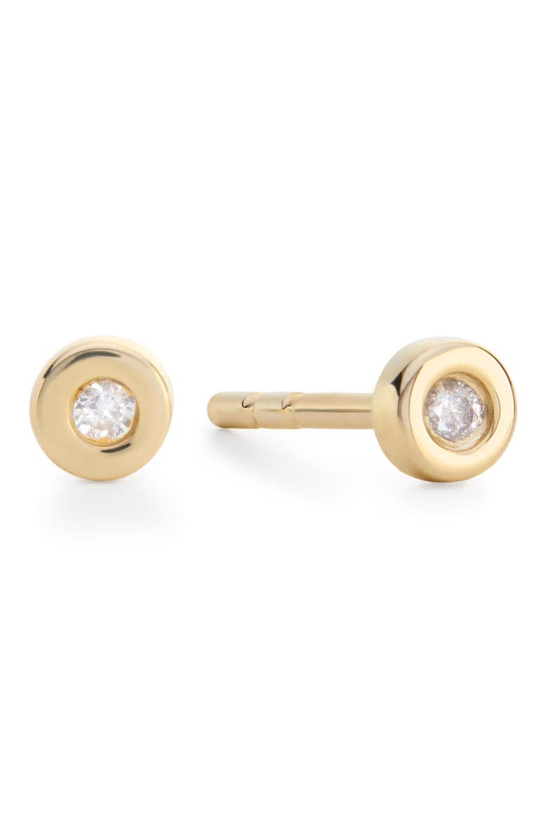 Mini Linear Diamond Stud Earrings, Main, color, YELLOW GOLD