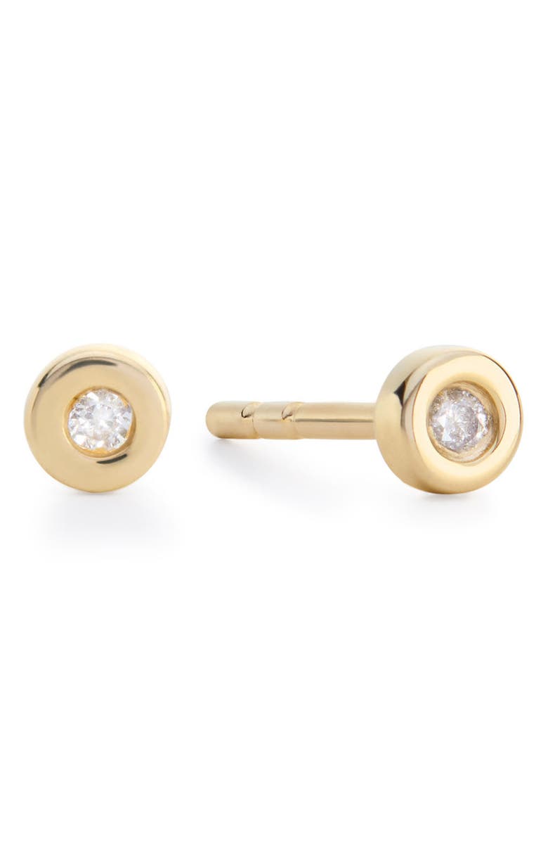 Monica Vinader Mini Linear Diamond Stud Earrings, Main, color, Yellow Gold