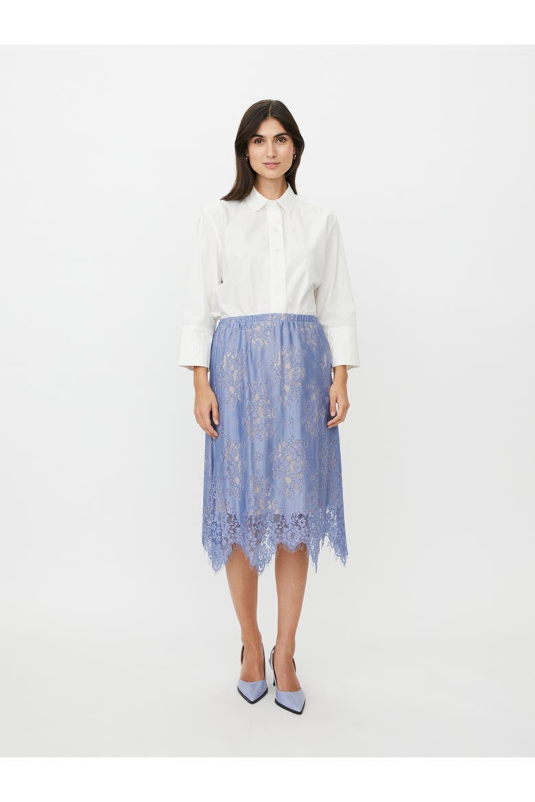 MaSarivelle Lace Overlay Midi Skirt, Alternate, color, Stonewash