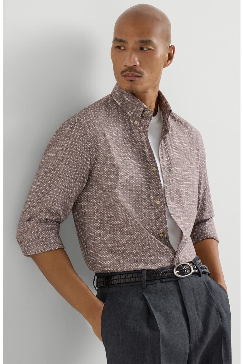 Printed twill shirt, Alternate, color, Brown