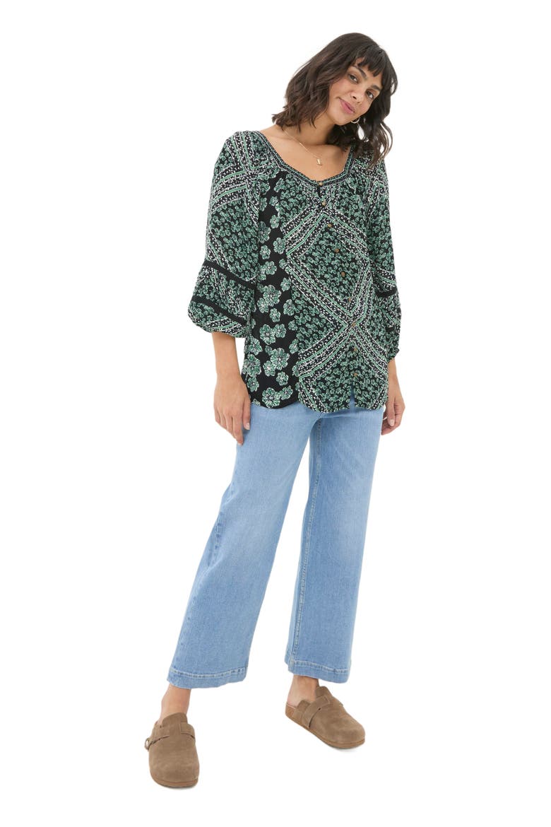 Women's Caitlin Spaced Floral Tunic, Alternate, color, Washed Black