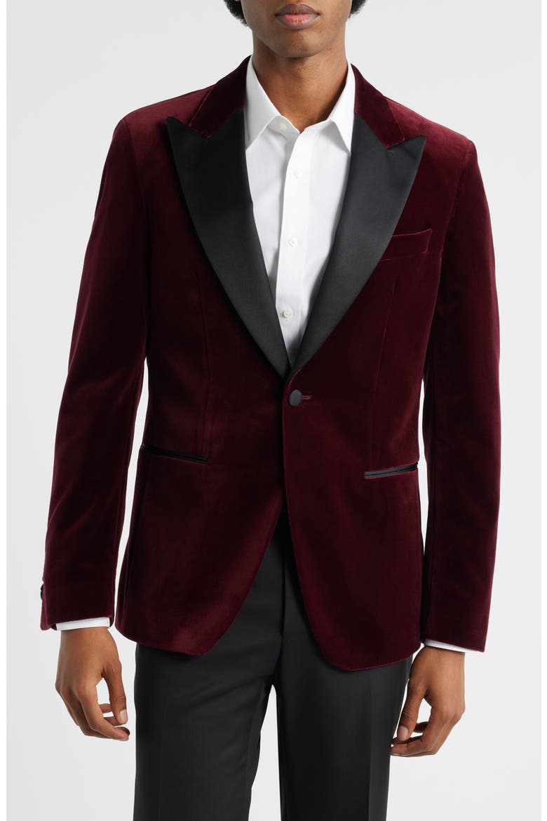 Hutson Cotton Velvet Dinner Jacket, Main, color, DARK RED