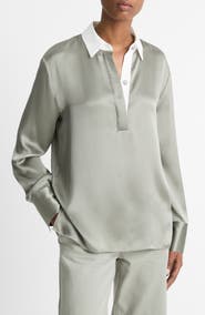 Vince Silk Satin Rugby Shirt