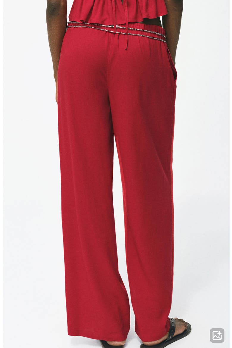 Straight Leg Pull-On Pants, Alternate, color, RED