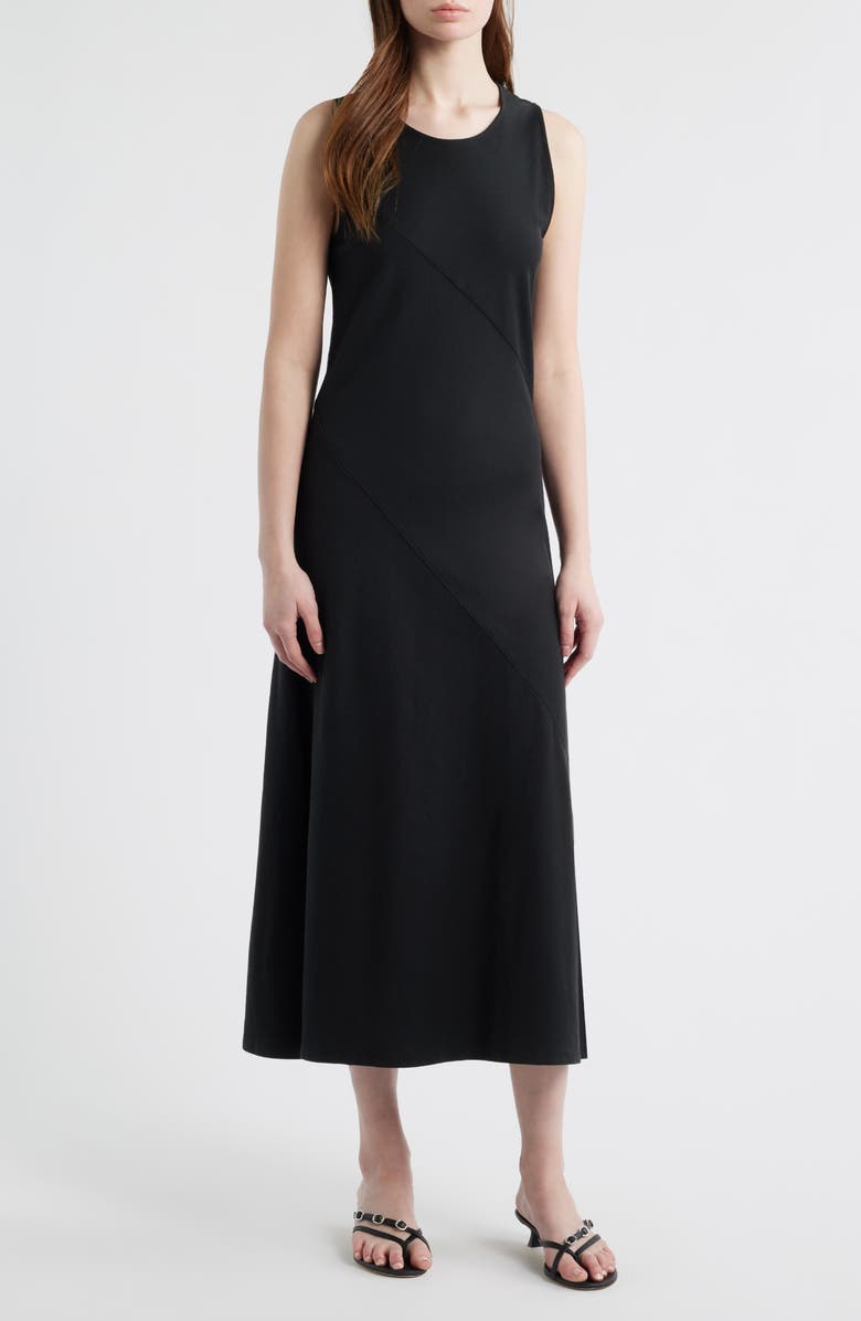 rag & bone Mica Bias Cut Midi Dress, Main, color, Black