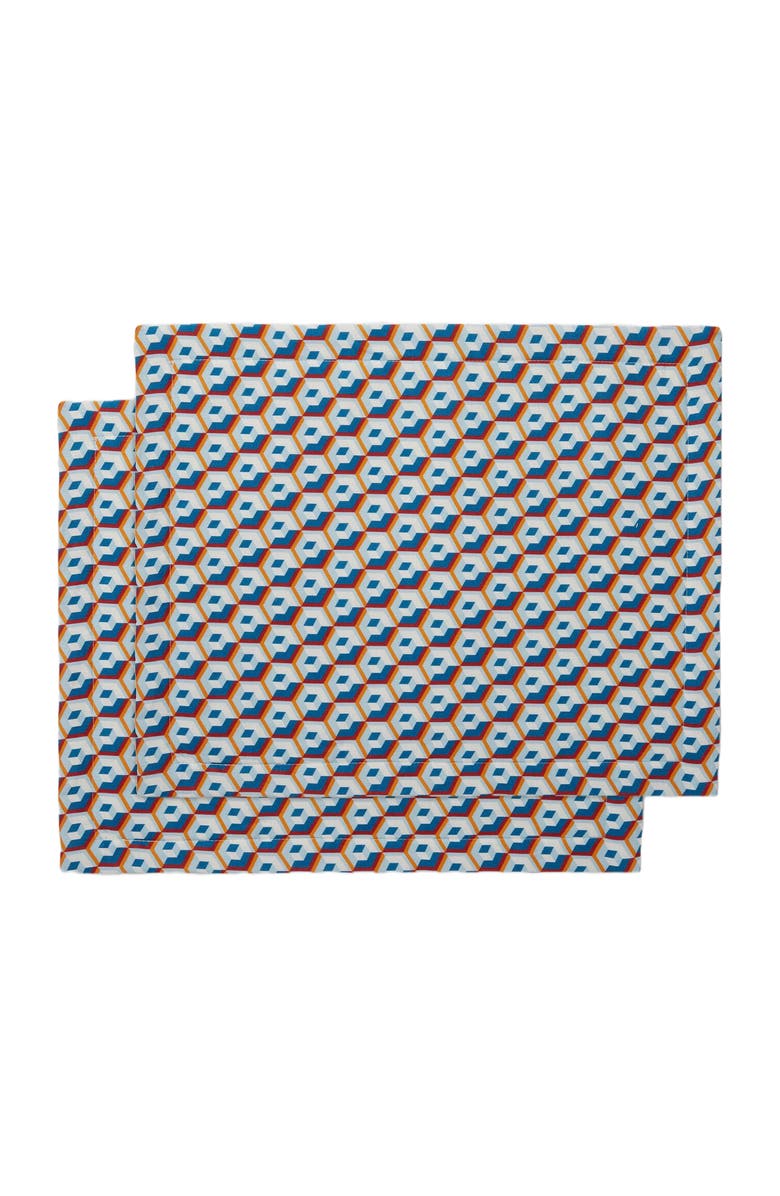 La DoubleJ Placemats Set Of 2 (35X45) Cubi Blue, Main, color, Cubi Blue