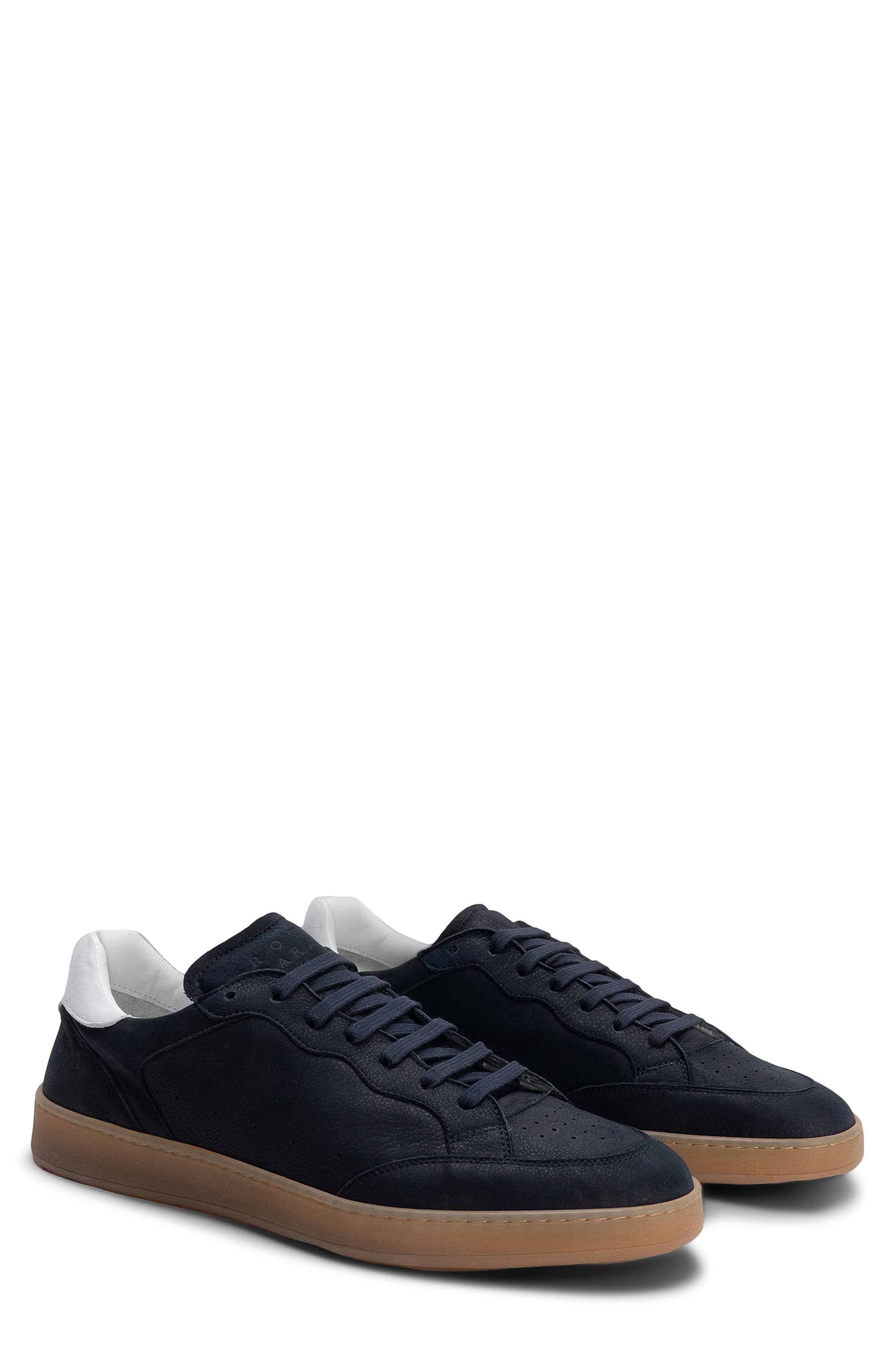 Robert Barakett Rodney Court Leather Sneaker, Main, color, Blue Night