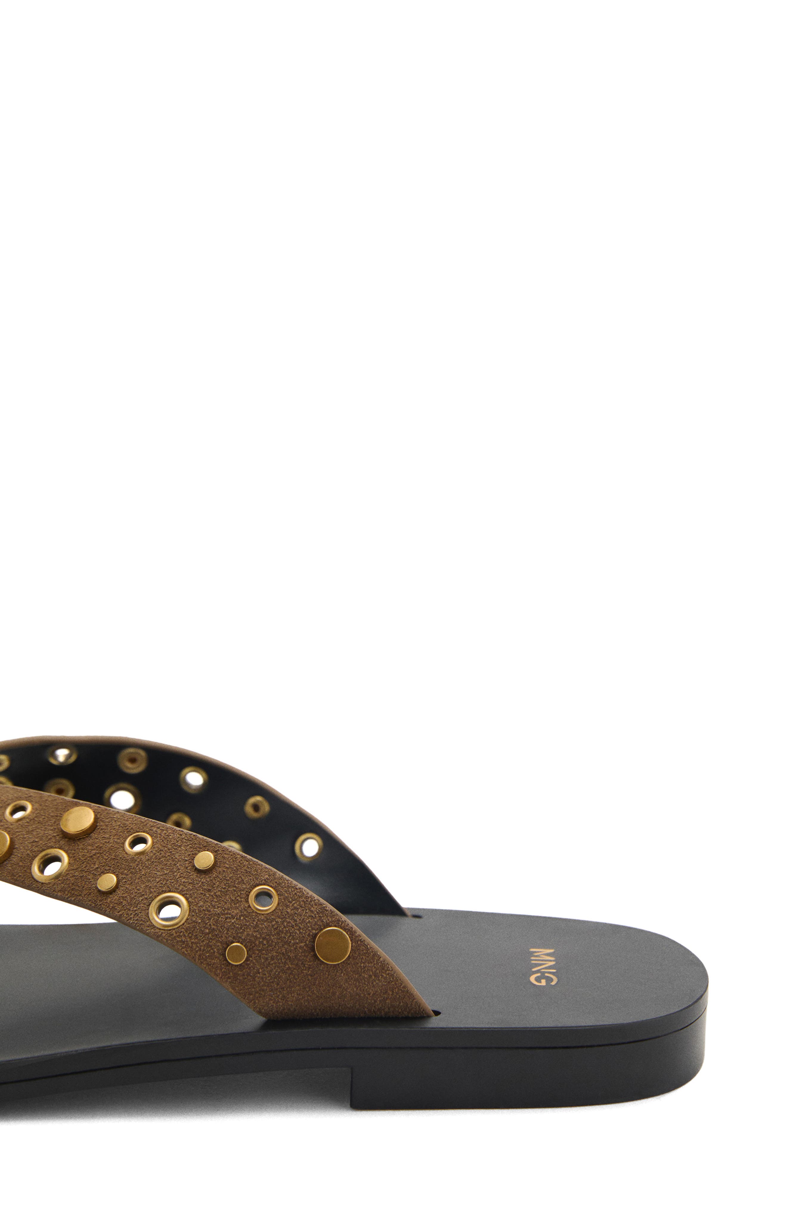 MANGO Grommet & Stud Flip Flop, Alternate, color, Khaki