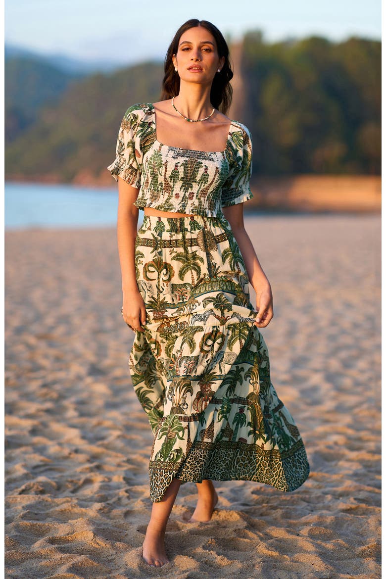 Cotton Voile Safari  Midi Skirt, Alternate, color, Multi