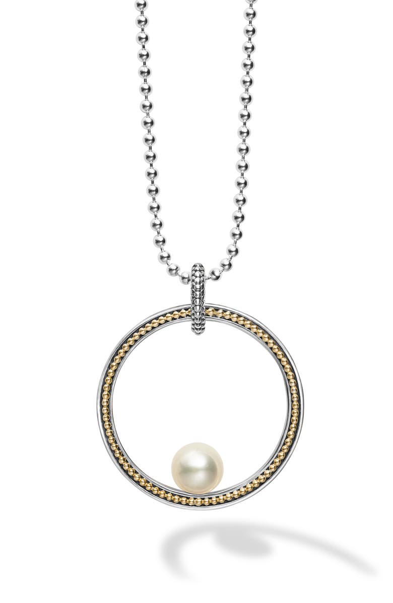 LAGOS Open Circle Pearl Pendant Necklace, Alternate, color, 