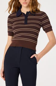 ASTR the Label Iris Striped Short Sleeve Polo Sweater