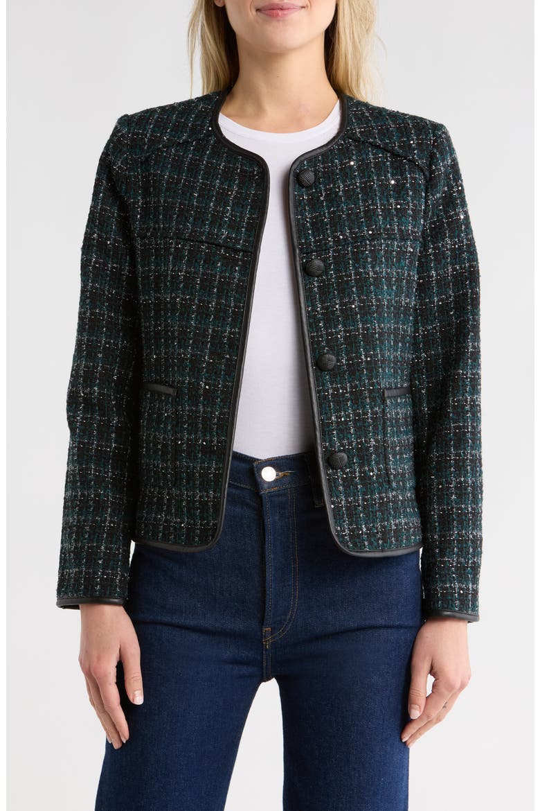 Mira Tweed Jacket, Main, color, BLACK METALLIC