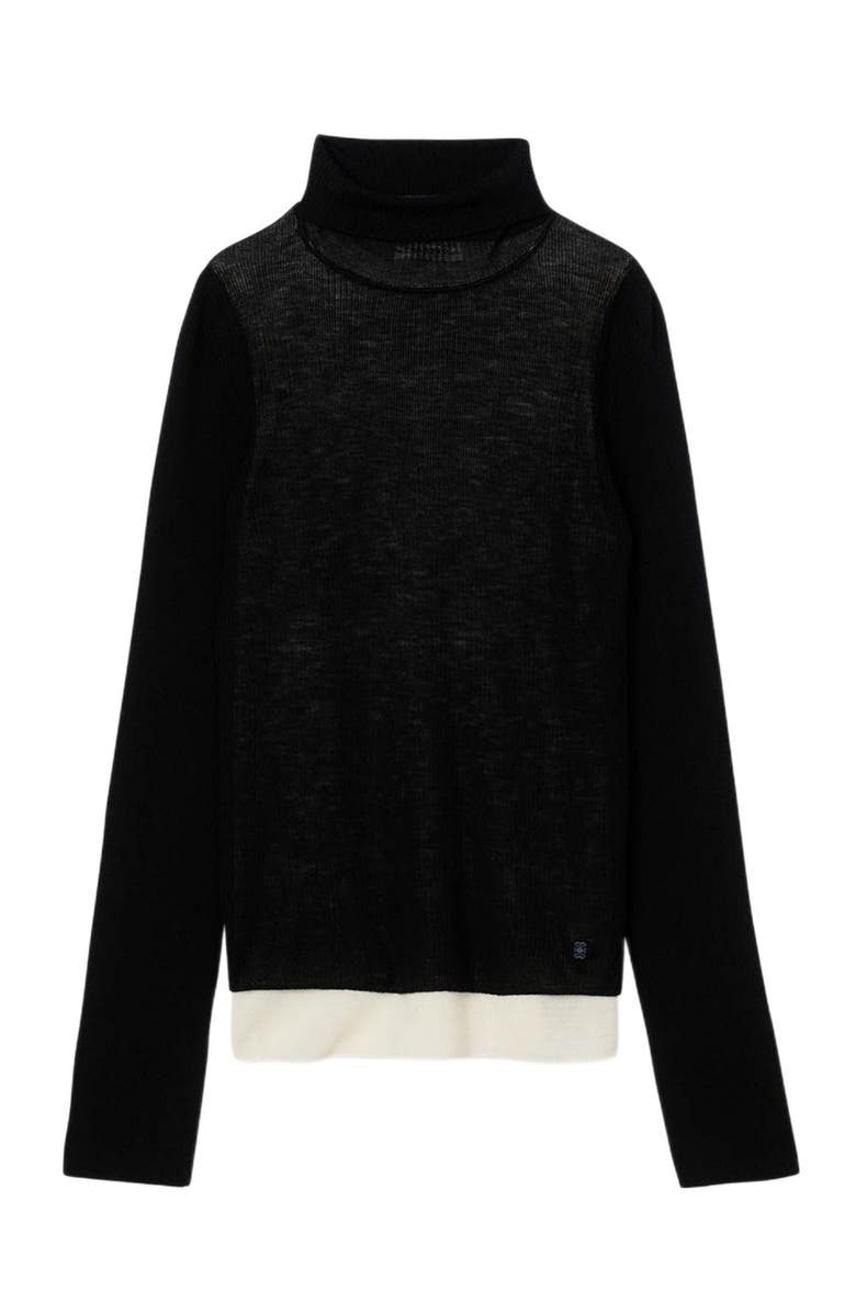 SANDRO Layered turtleneck sweater, Alternate, color, Black