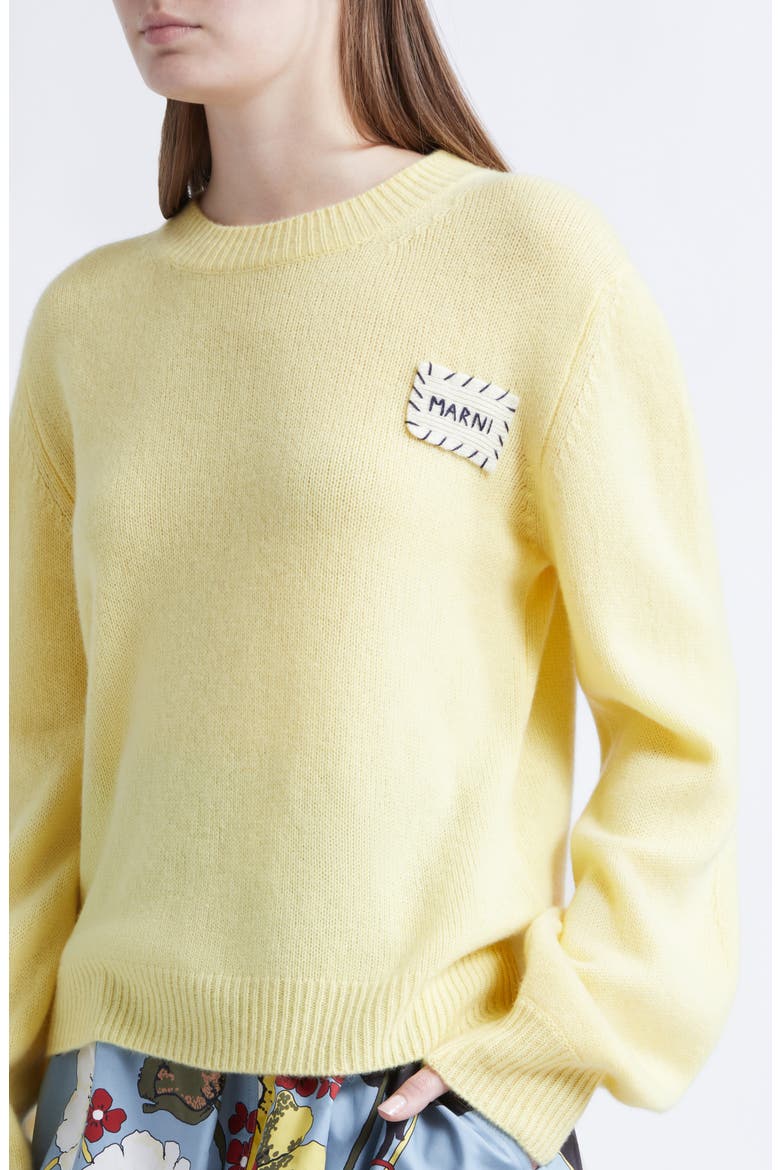 Mending Logo Cashmere Sweater, Alternate, color, VANILLA