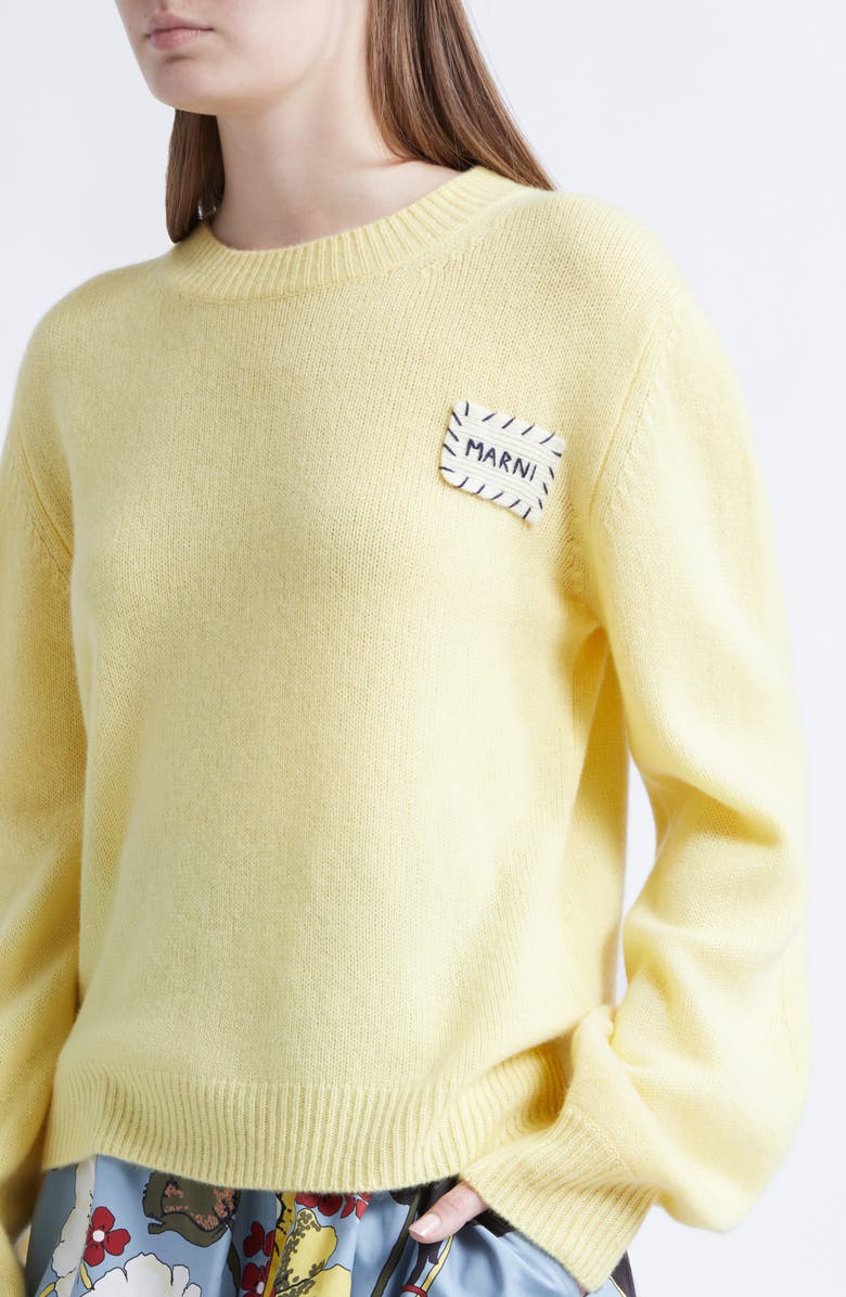 Marni Mending Logo Cashmere Sweater, Alternate, color, Vanilla