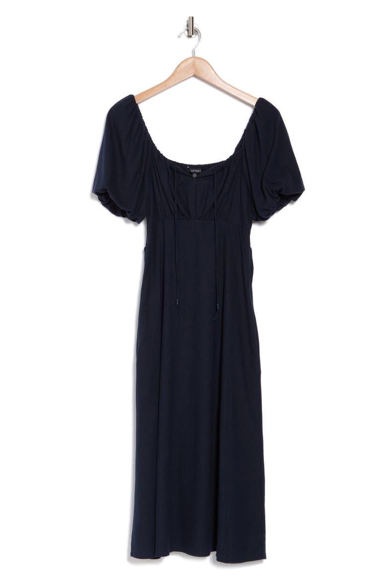Floral Balloon Sleeve Maxi Dress, Alternate, color, NAVY