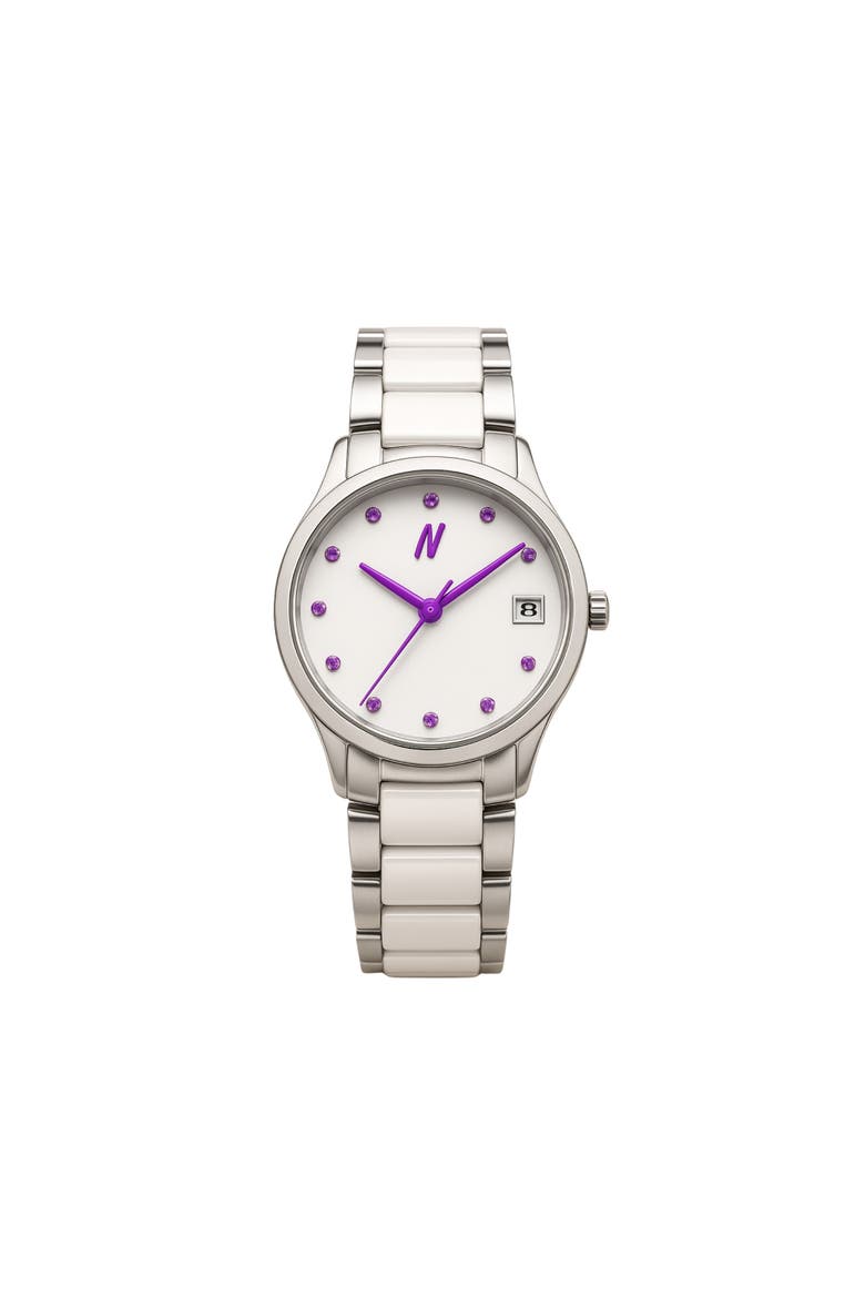 Petite Link Purple Reign Ceramic Bracelet Watch, 34MM, Main, color, White/Silver/ Purple