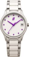 NCMPRBL Petite Link Purple Reign Ceramic Bracelet Watch, 34MM