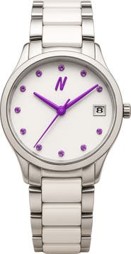 NCMPRBL Petite Link Purple Reign Ceramic Bracelet Watch, 34MM
