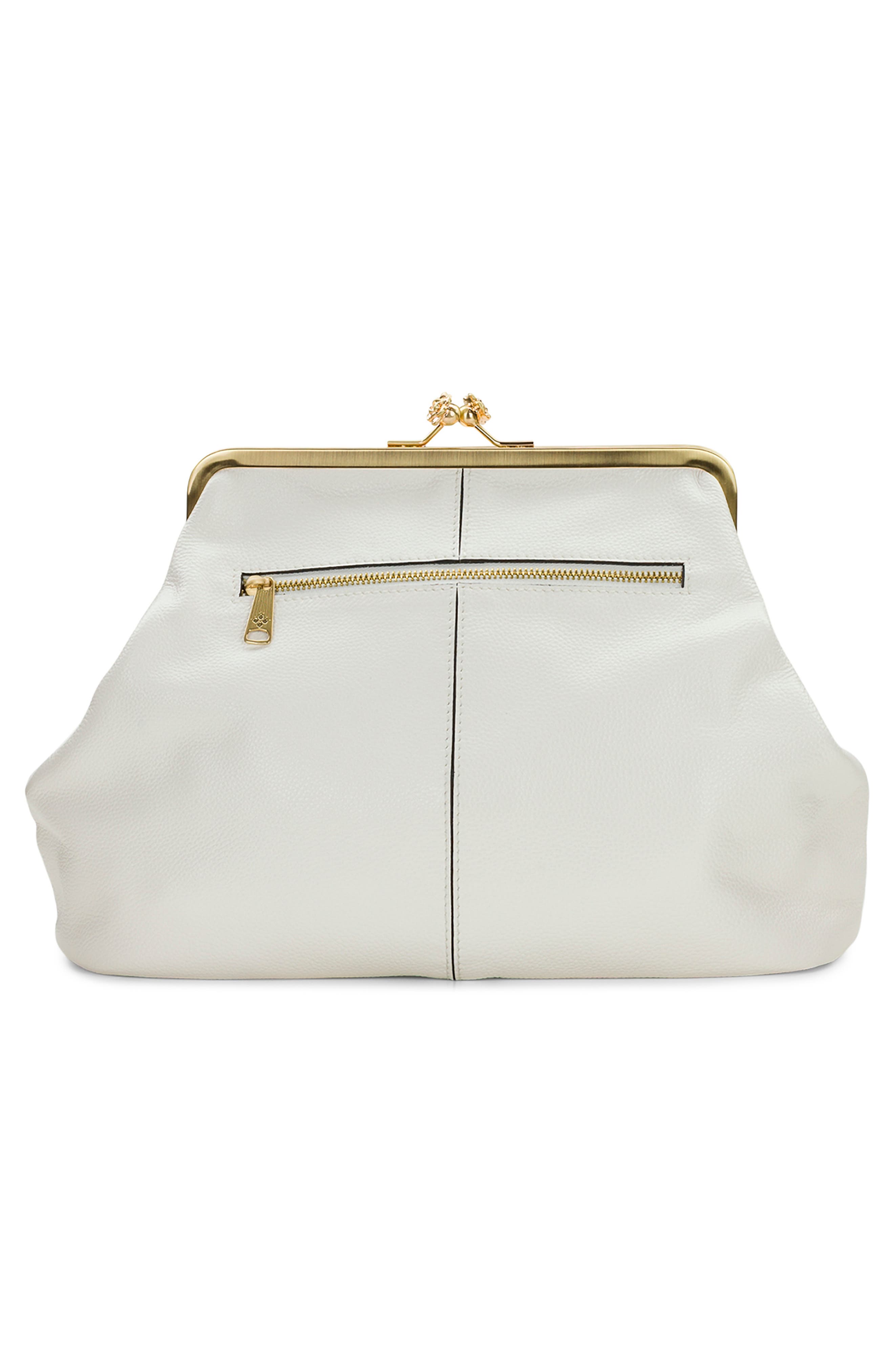 Vivienne Frame Leather Clutch, Alternate, color, MERINGUE