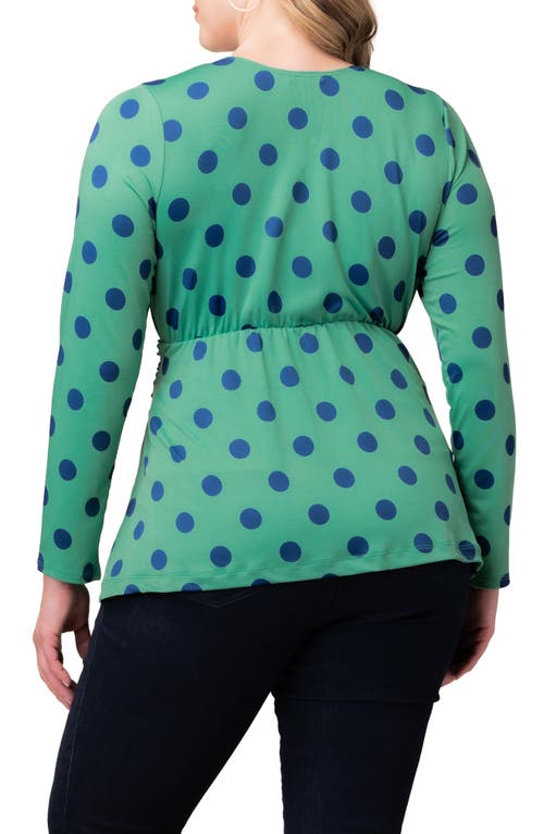 Kiyonna Abigail Long Sleeve Twist Front Top In Green
