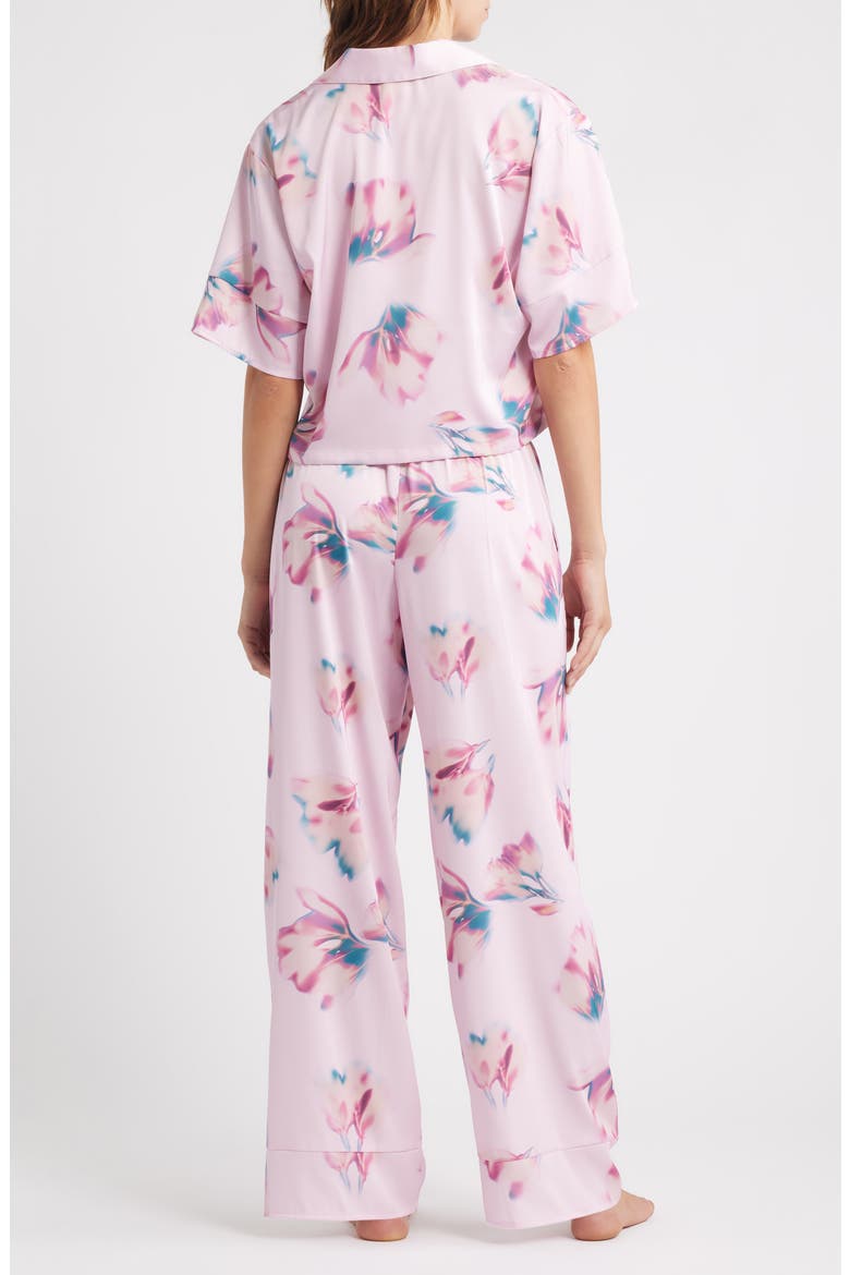 Boxy Everyday Satin Pajamas, Alternate, color, PINK SHADOW BLOOM
