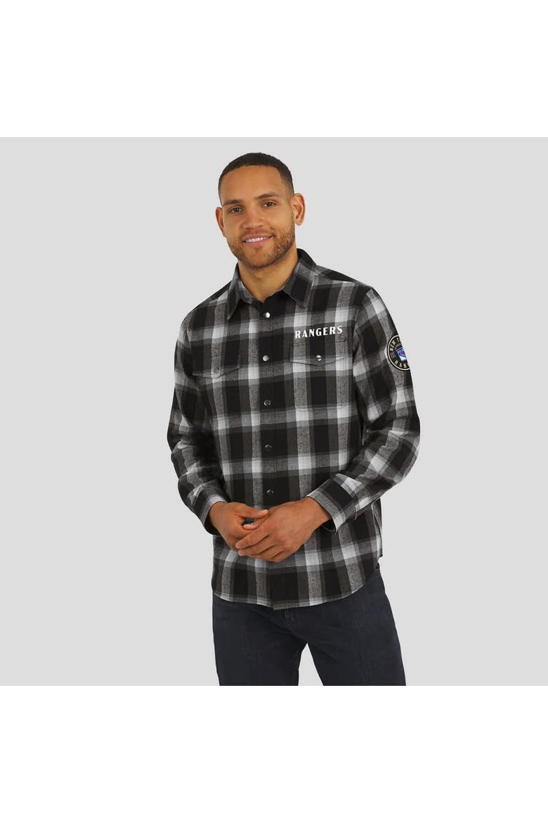 Men's Darius Rucker Collection by Fanatics Black New York Rangers Flannel Plaid Full-Snap Shirt, Alternate, color, Black