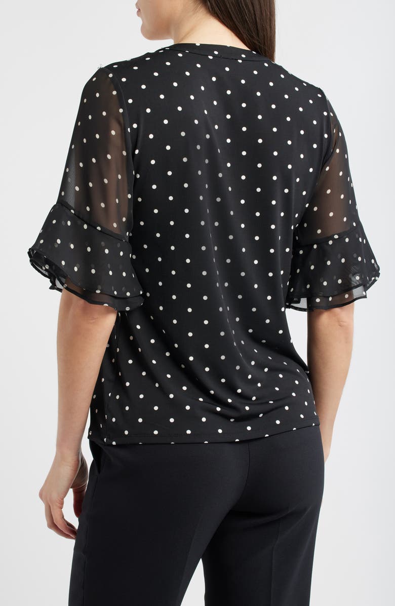 AK ANNE KLEIN Ruffle Sleeve Top, Alternate, color, Anne Black/ White Dove