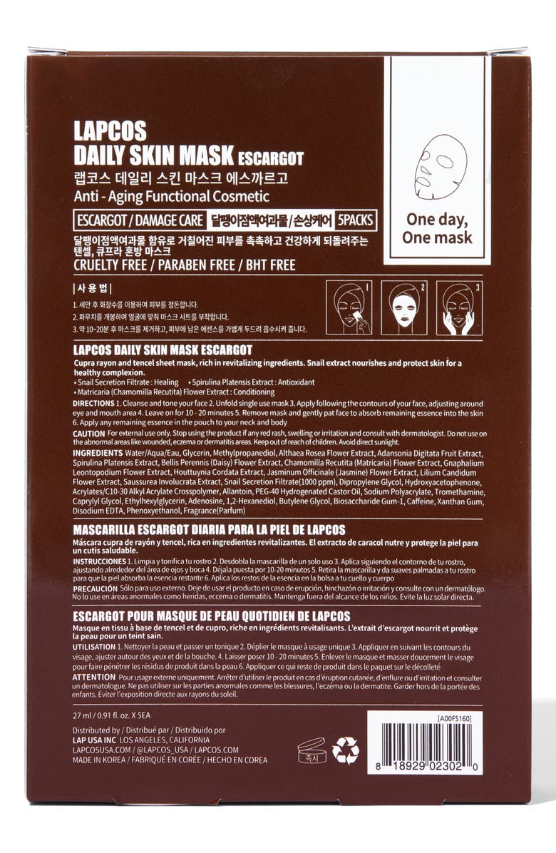 LAPCOS Escargot Damage Care Sheet Mask, Alternate, color, Brown