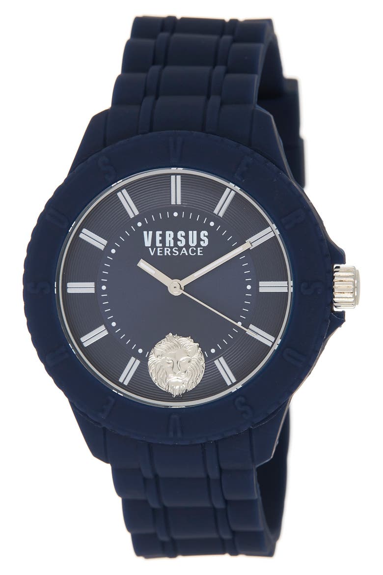 Men's Silicone Strap Quartz Watch, 42mm & Zip Case, Main, color, BLUE