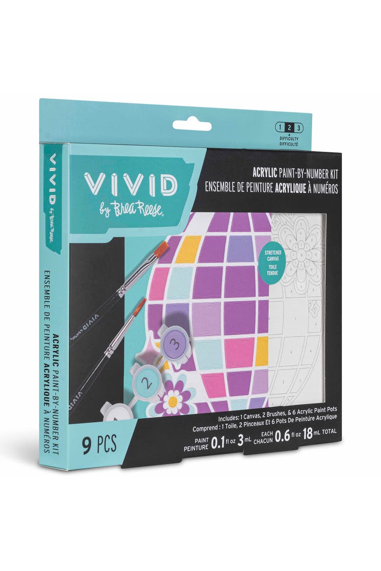 Acrylic Mini Paint By Number Kit, Disco Ball, 6 x 6 Inch, Alternate, color, Multicolored
