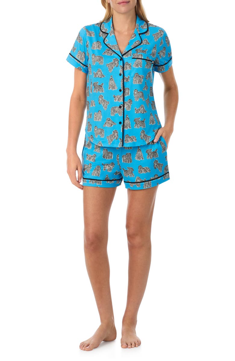 Kate Spade New York print short pajamas, Main, color, Blue Print