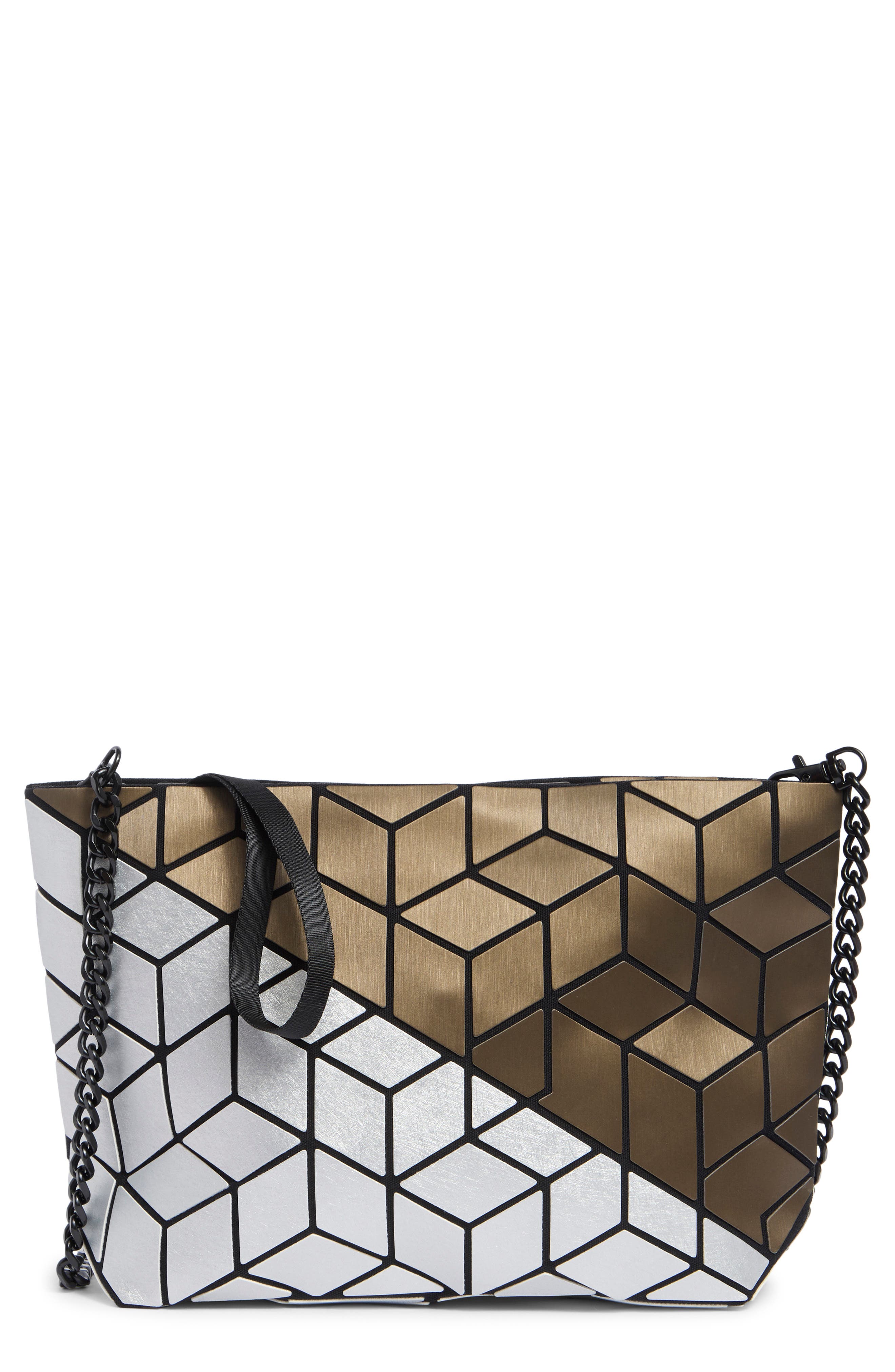 Diagonal Two-Tone Faux Leather Clutch