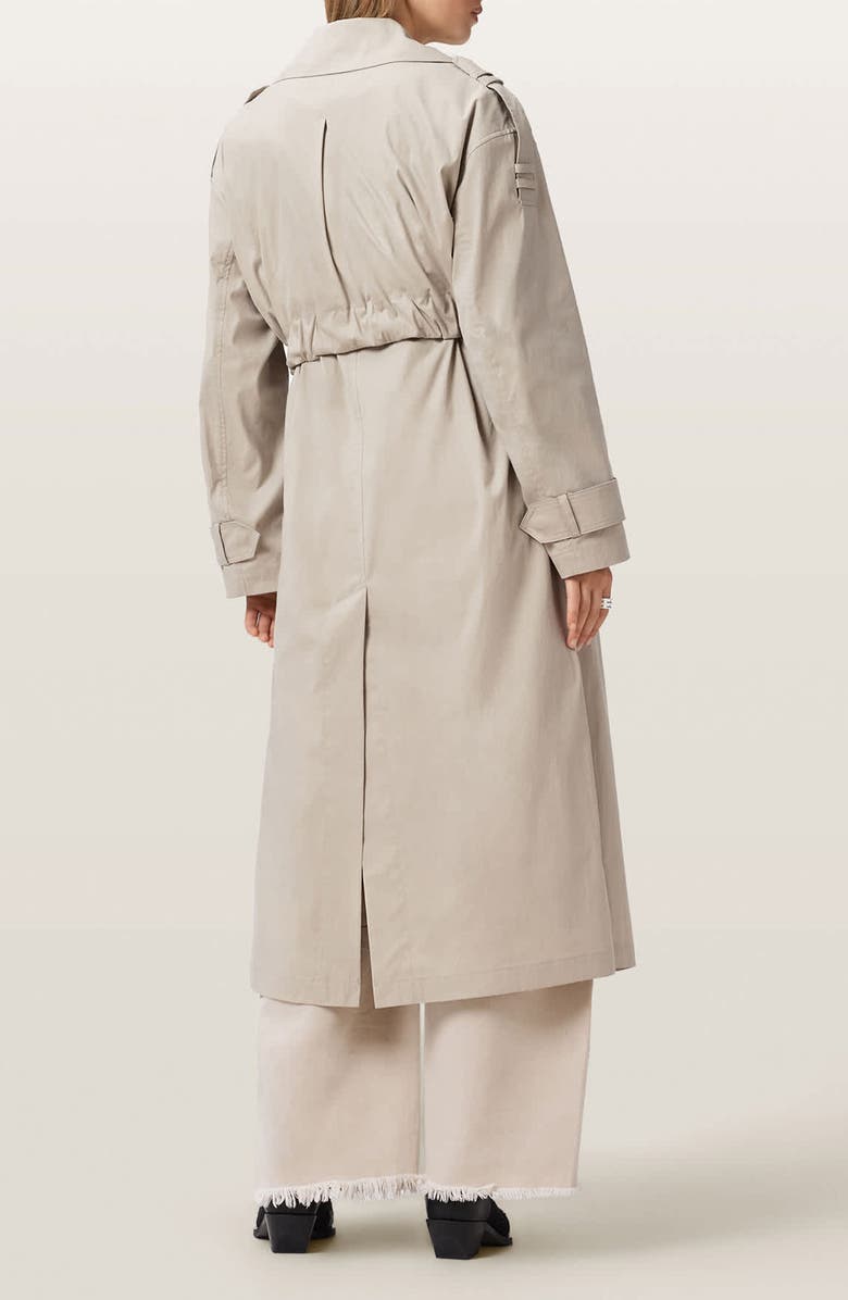 AllSaints Linnie Lib Cotton & Nylon Trench Coat, Alternate, color, Clay Grey