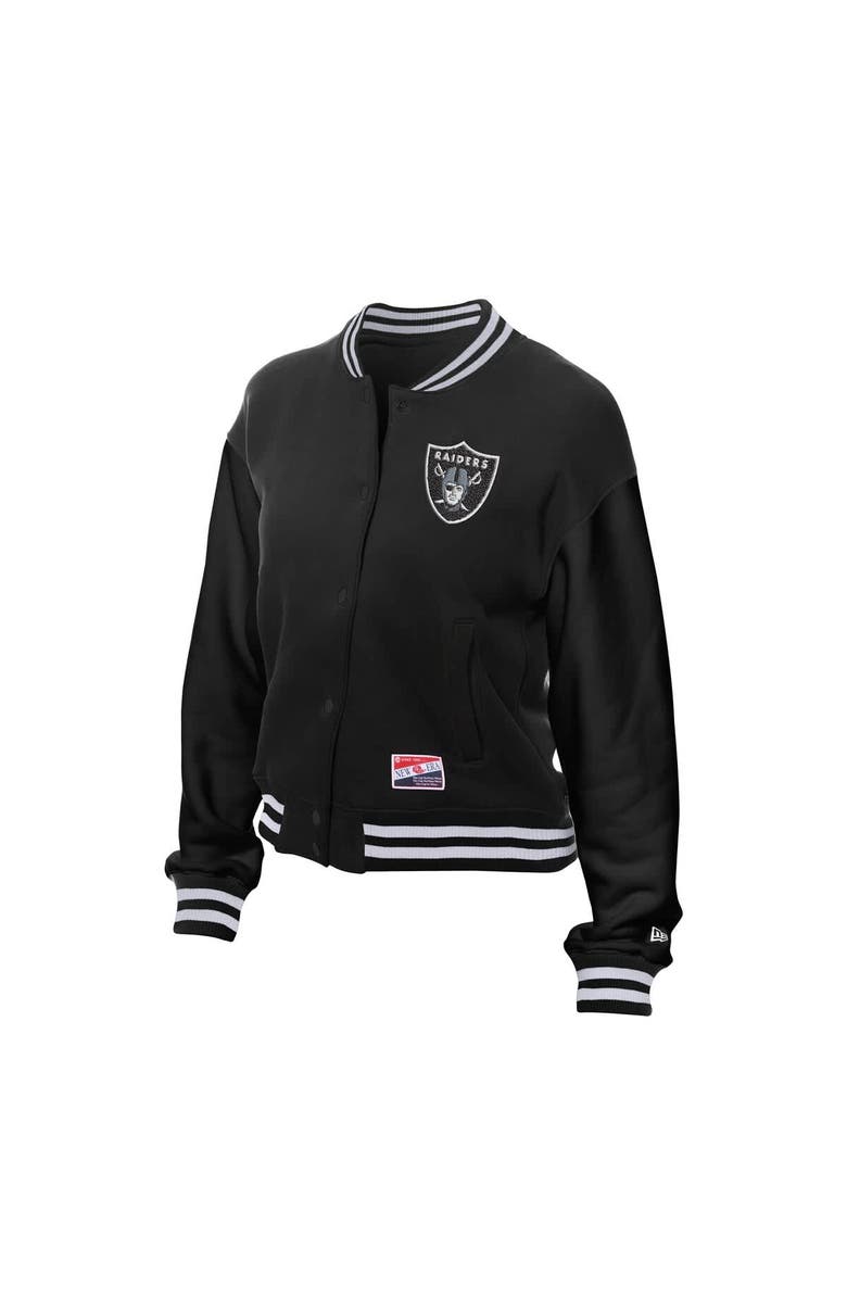 New Era Women's New Era Black Las Vegas Raiders Throwback Fleece Full-Snap Jacket, Alternate, color,