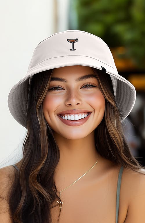 Dalix Espresso Martini Bucket Hat In Parchment White