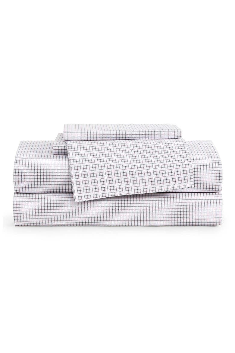 New England Plaid Cotton Sheet Set, Main, color, RED/ DEEP BLUE
